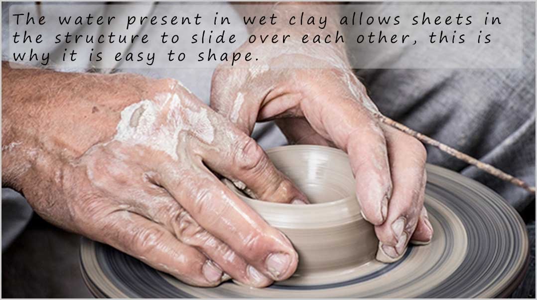 A potter using clay on a wheel
